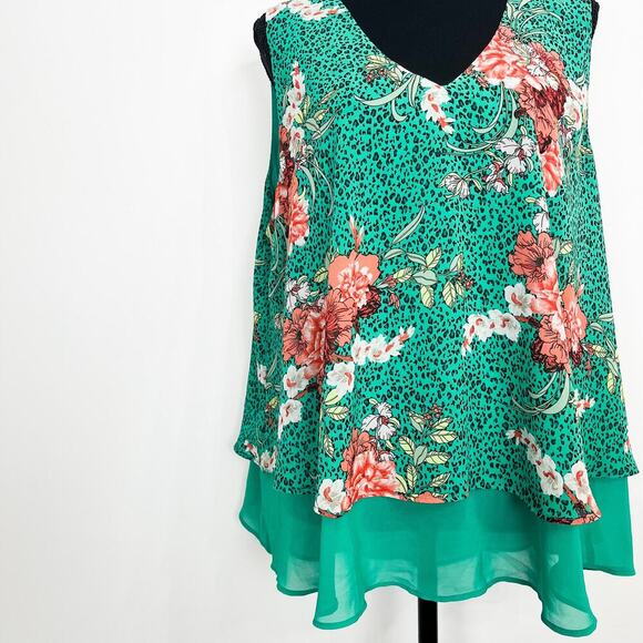 Floral Green Sleeveless Top - Picture 4 of 10